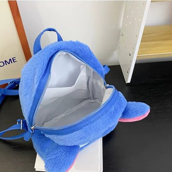 NWT Disney Stitch Blue Plush Small Backpack - Picture 5 of 7